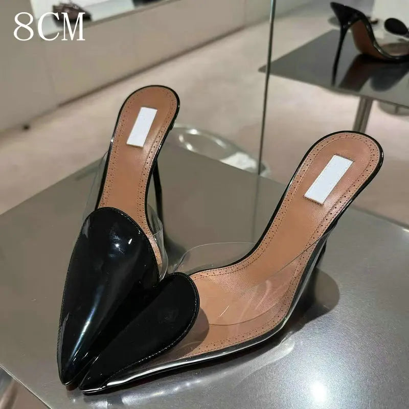 Size 35-42 Transparent PVC Slippers Ladies Thin High Heels