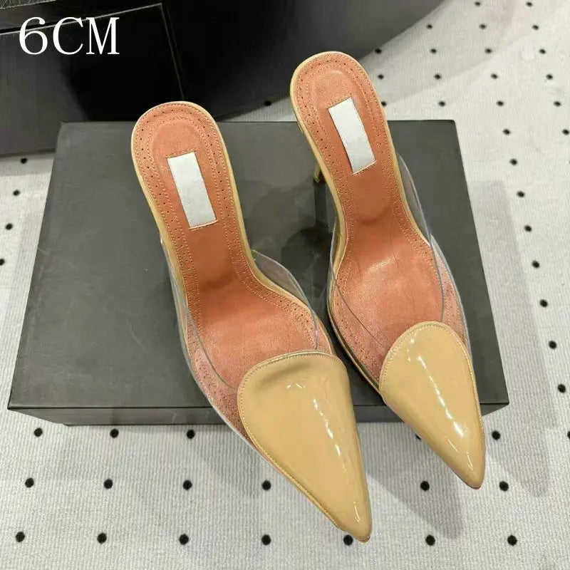 Size 35-42 Transparent PVC Slippers Ladies Thin High Heels