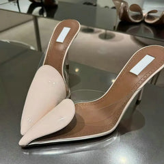 Size 35-42 Transparent PVC Slippers Ladies Thin High Heels