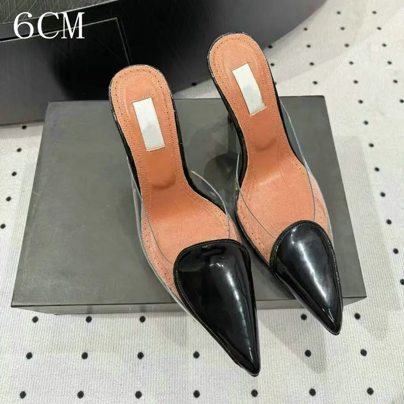 Size 35-42 Transparent PVC Slippers Ladies Thin High Heels