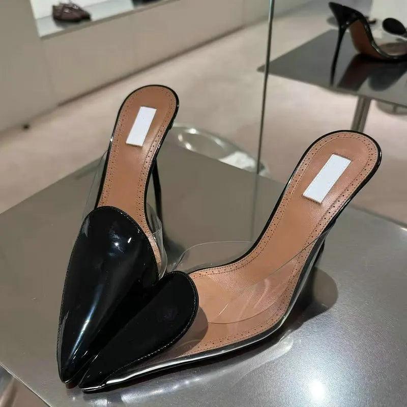 Size 35-42 Transparent PVC Slippers Ladies Thin High Heels