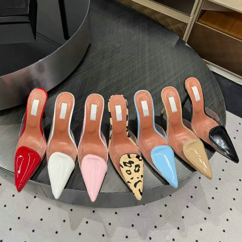 Size 35-42 Transparent PVC Slippers Ladies Thin High Heels