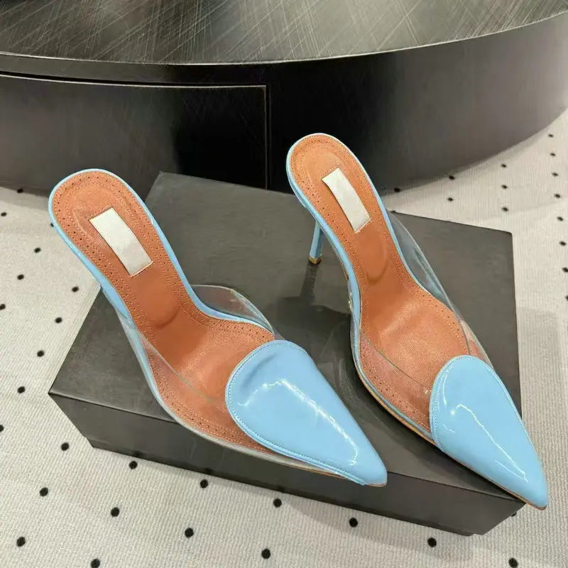 Size 35-42 Transparent PVC Slippers Ladies Thin High Heels