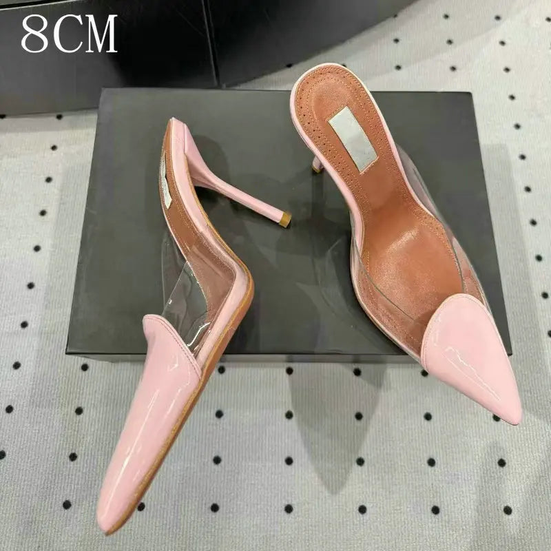Size 35-42 Transparent PVC Slippers Ladies Thin High Heels
