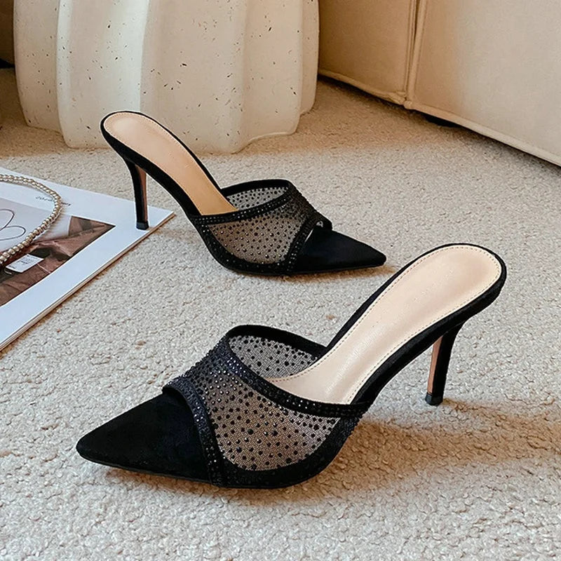 Slippers Women Mesh Pointed Toe Sandals