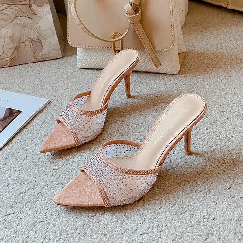 Slippers Women Mesh Pointed Toe Sandals