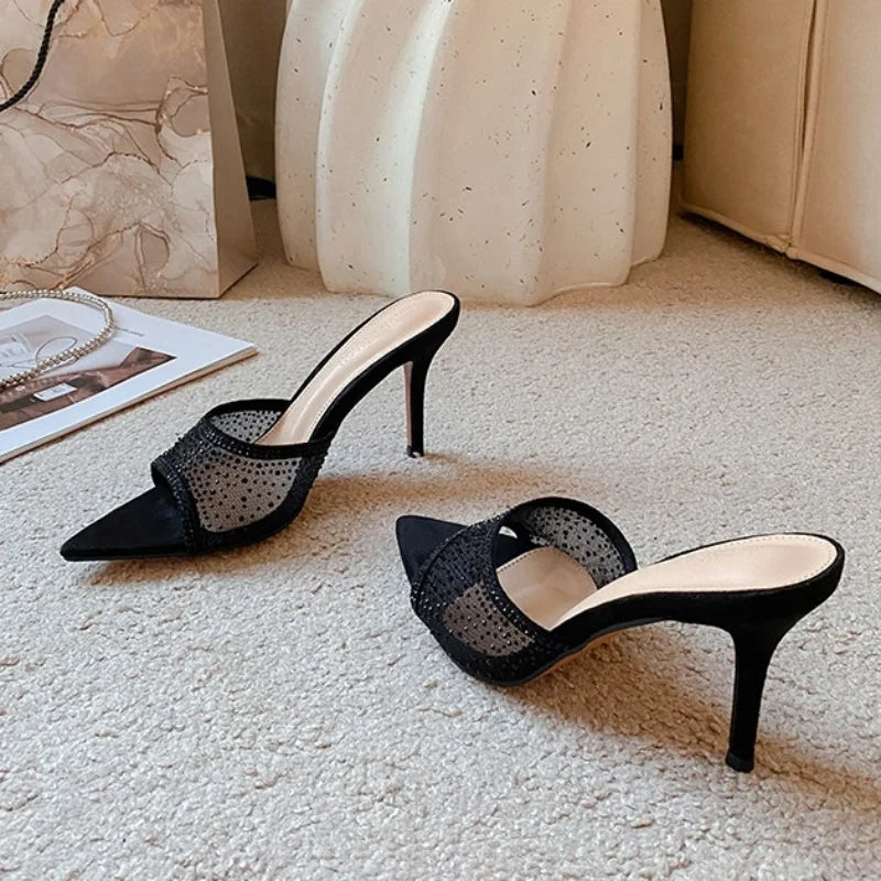 Slippers Women Mesh Pointed Toe Sandals
