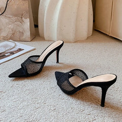 Slippers Women Mesh Pointed Toe Sandals