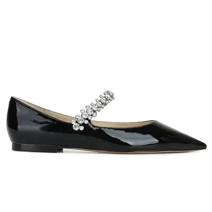 French Rhinestone Pointed White High Heels