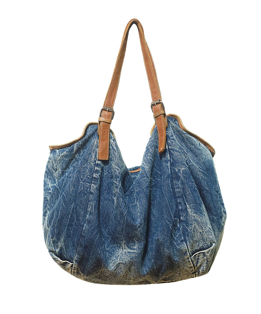Stylish Large Capacity Blue Denim Satchel Bags