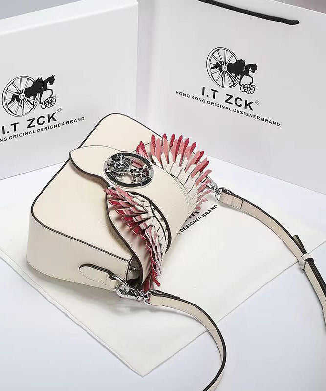 Stylish Versatile White Calf Leather Satchel Bags