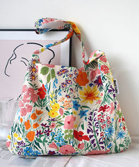 Summer Beige Print Large Capacity Canvas Satchel Bags SX1005