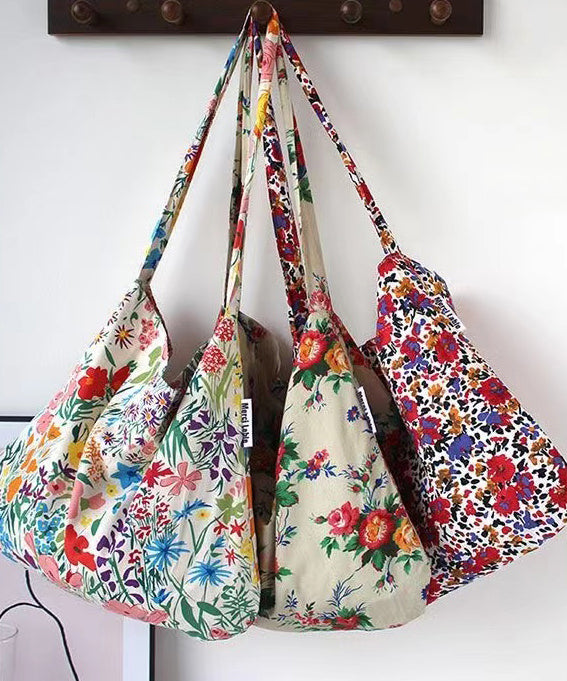 Summer Beige Print Large Capacity Canvas Satchel Bags SX1005