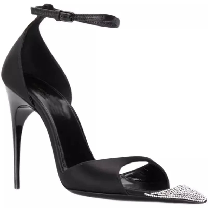 Pointy head With Rhine-diamond Temperament Fine Heel