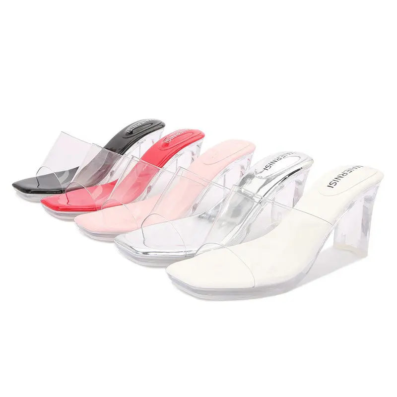 Slides Women Chunky Heels