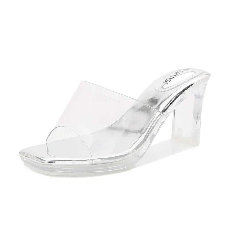 Slides Women Chunky Heels