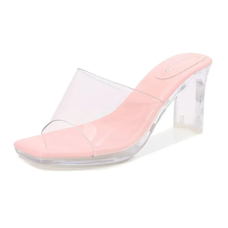 Slides Women Chunky Heels