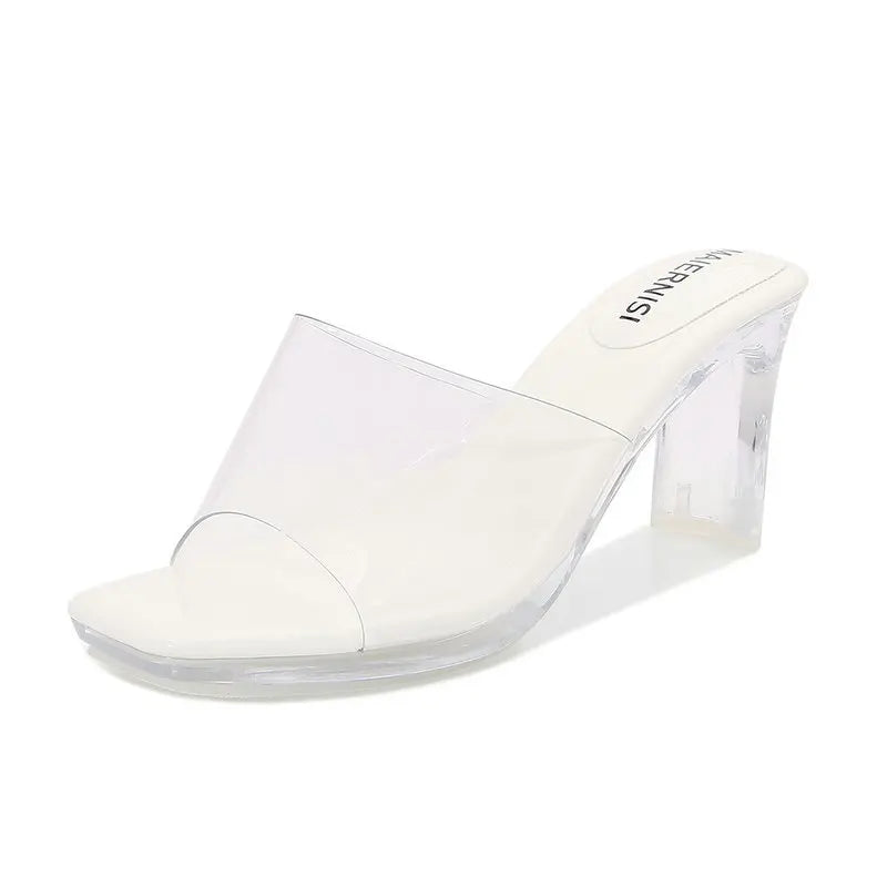 Slides Women Chunky Heels