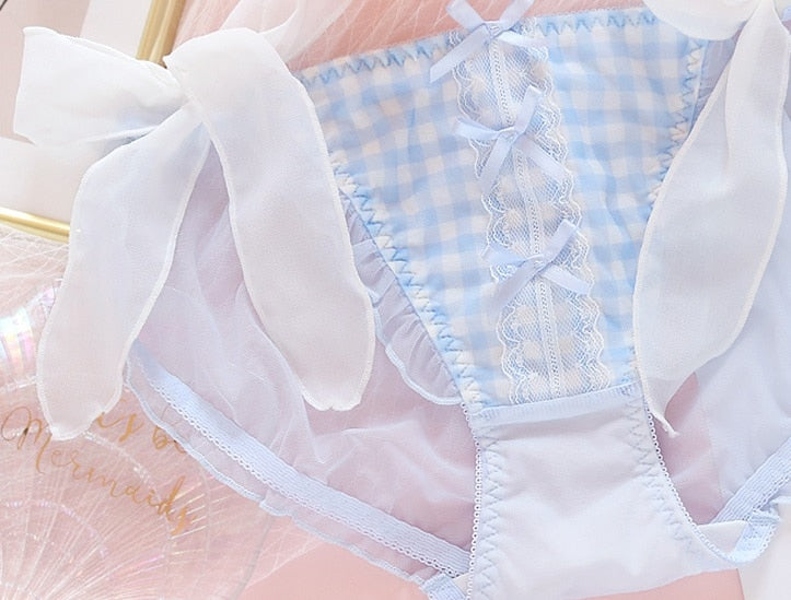 Selene Sweet Lolita Girly Plaid Nymphet Lingerie Set