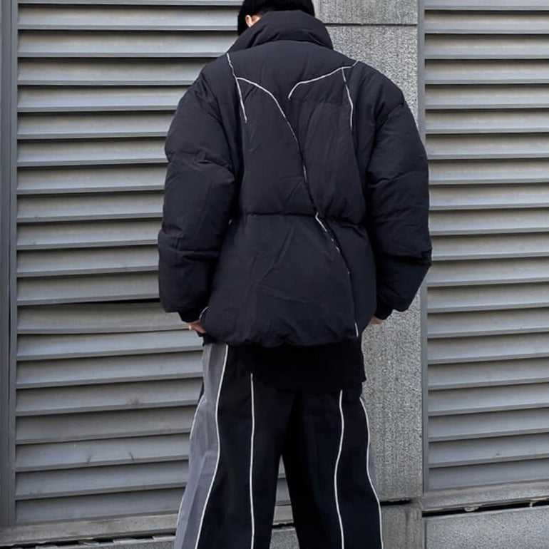 Thunder Lightning Black Aesthetic Winter Puffer Jacket