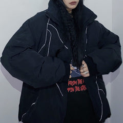 Thunder Lightning Black Aesthetic Winter Puffer Jacket