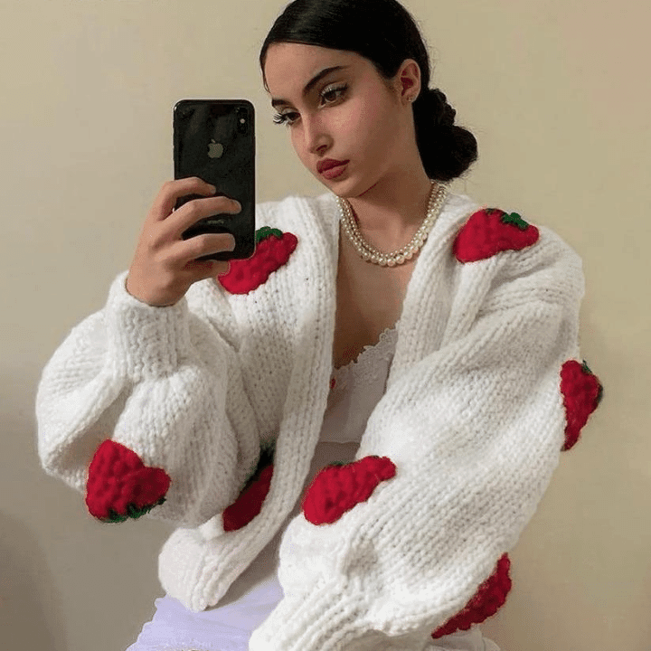Strawberry Knitted Cardigan