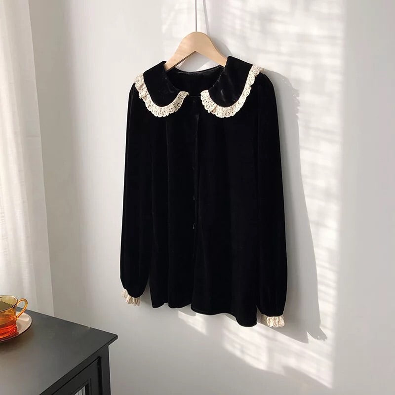 Velvet & Lace Peter Pan Collar Blouse