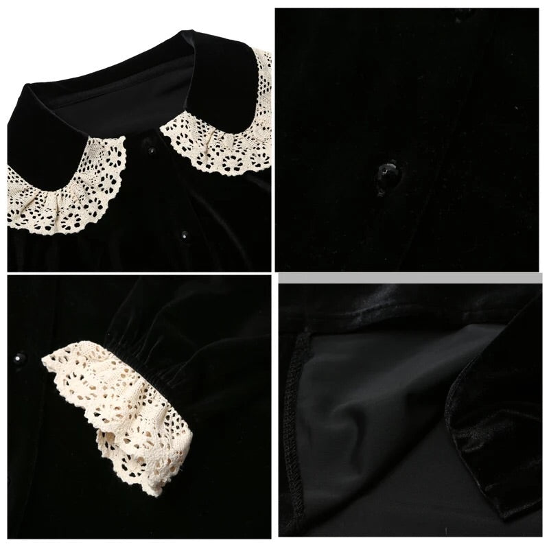 Velvet & Lace Peter Pan Collar Blouse