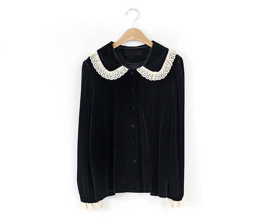 Velvet & Lace Peter Pan Collar Blouse