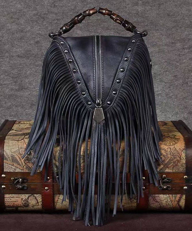 Vintage Red Tassel Rivet Calf Leather Satchel Bags