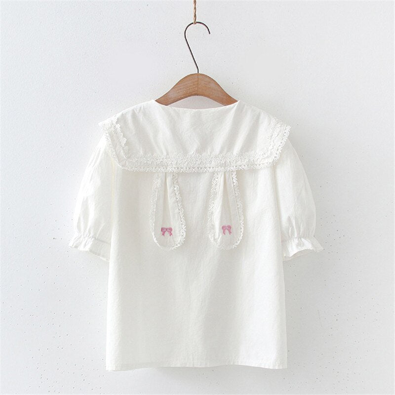 White Bunny Collar Kawaii Lolita Shirt