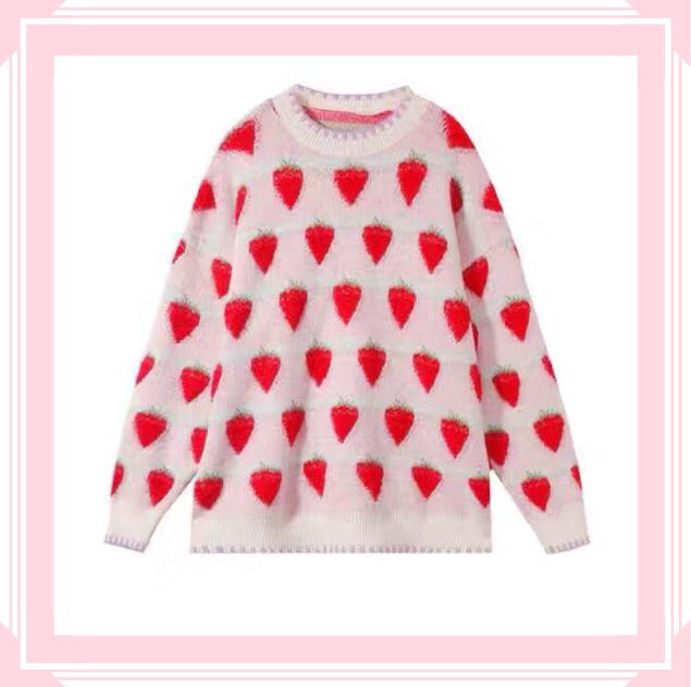 Winter Strawberry Kawaii Aesthetic Sweater