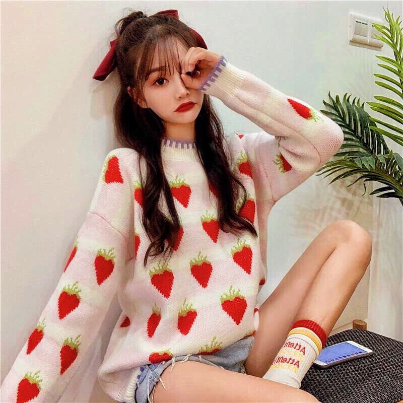 Winter Strawberry Kawaii Aesthetic Sweater