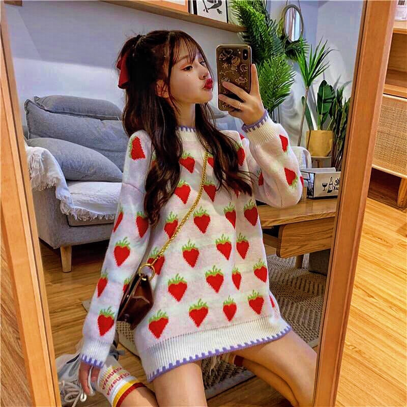 Winter Strawberry Kawaii Aesthetic Sweater