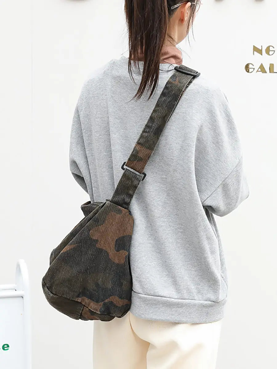 Women Camouflage Washed Shoulder Bag Crossbody Bag