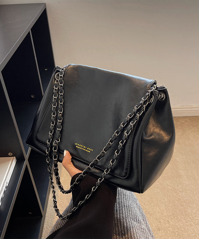 Women Black Patchwork Faux Leather Satchel Bags