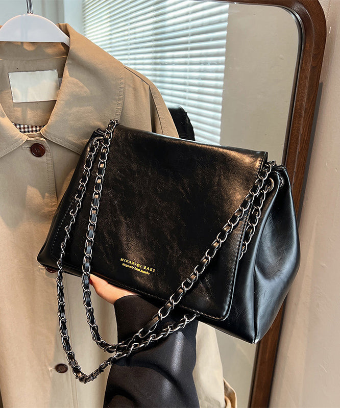Women Black Patchwork Faux Leather Satchel Bags