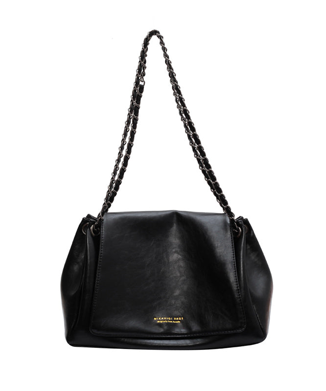 Women Black Patchwork Faux Leather Satchel Bags