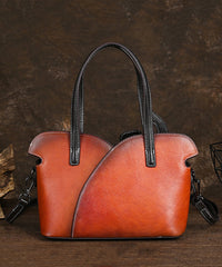 Leather Handbag Retro Women Calf Coffee Tote Embossed