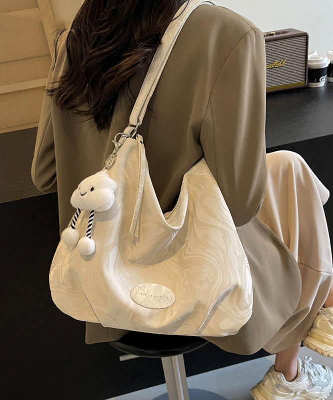 Leather Calf Durable White Bags Solid Shoulder Women
