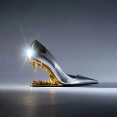 Pointed Shallow Mouth Metal Fabric Tiger Teeth Slope Heel