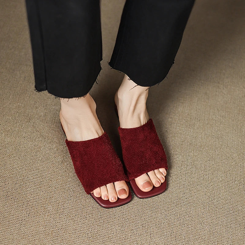 snowflake velvet cowhide low Heel