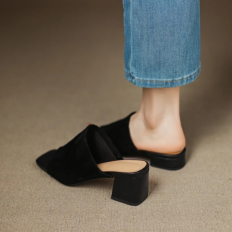 snowflake velvet cowhide low Heel