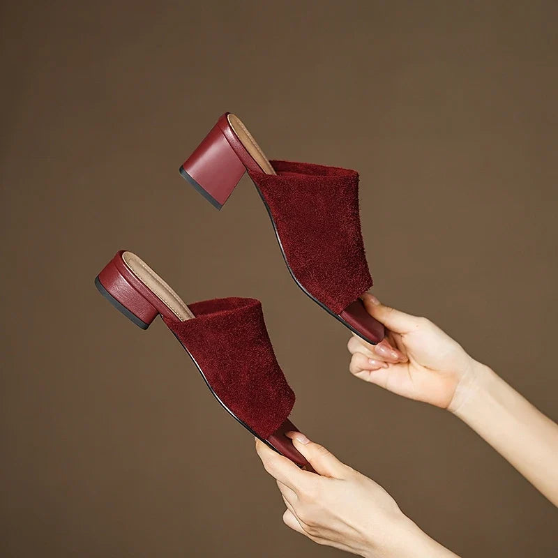 snowflake velvet cowhide low Heel