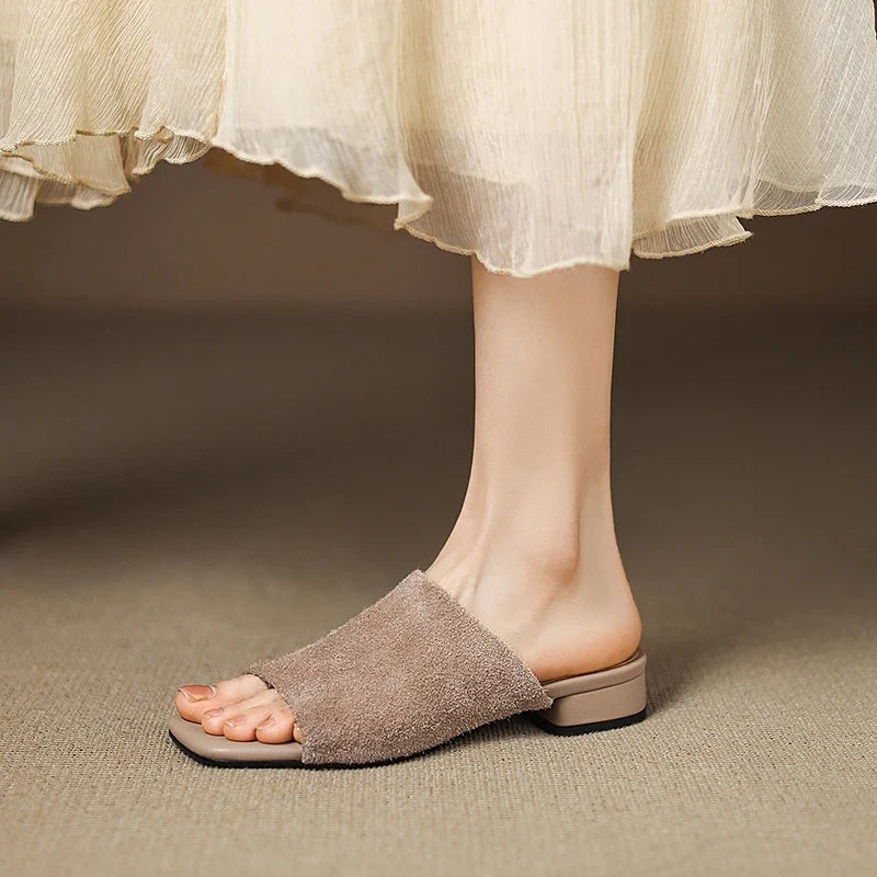 snowflake velvet cowhide low Heel