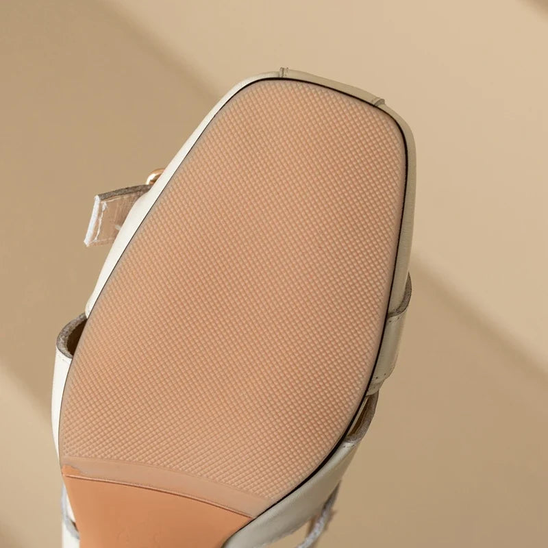 leather cowhide hollow breathable high Heels