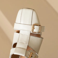leather cowhide hollow breathable high Heels