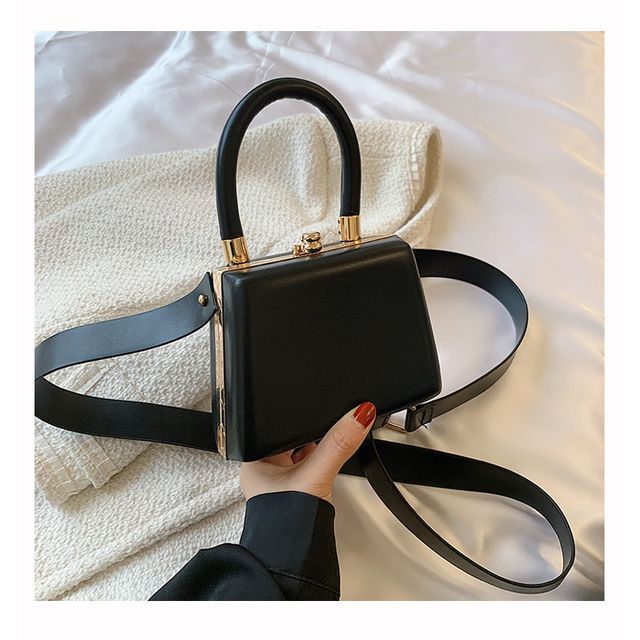 Leather Faux Hand Boxy Bag Plain