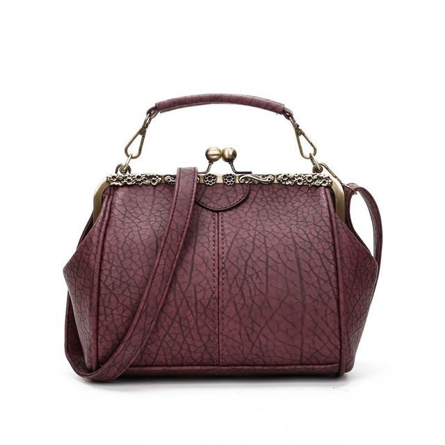 Kiss Bag Top Handle Crossbody Plain Lock