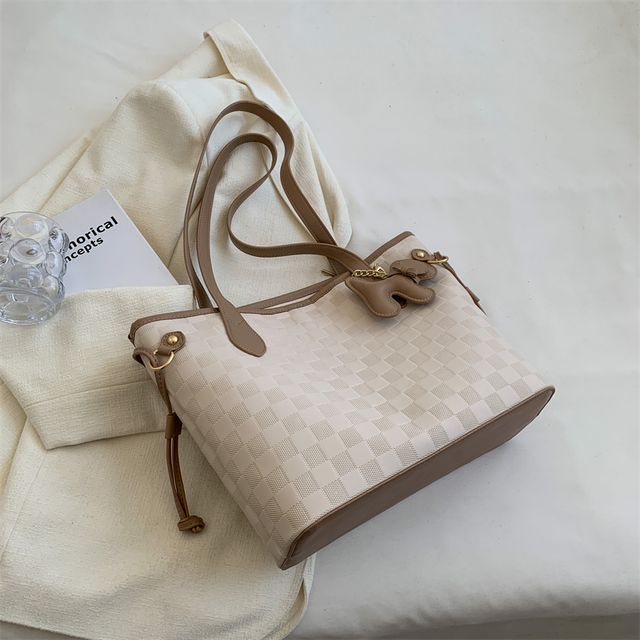 Argyle Pattern Tote Bag + Horse Charm